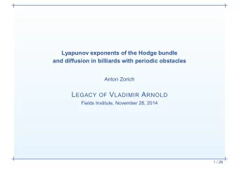 0. Model problem: diffusion in a  1. Dynamics on the  moduli space  periodic billiard  2.