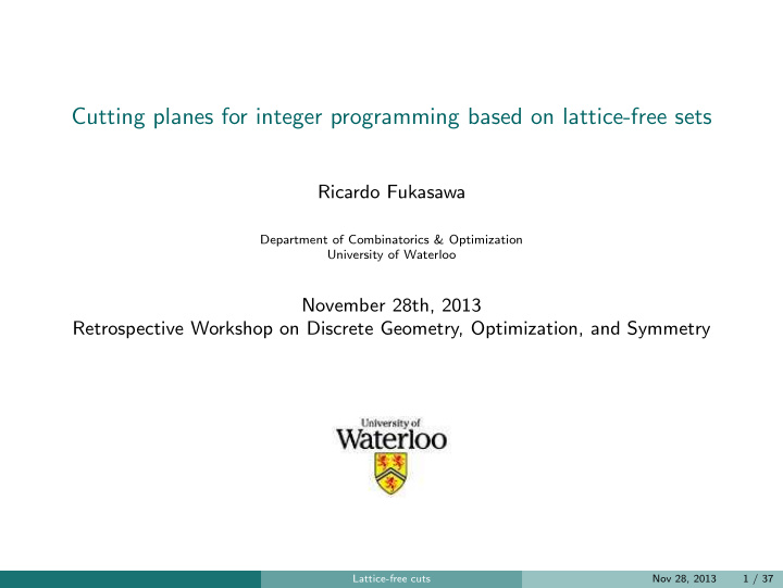 cutting planes for integer programming based on lattice