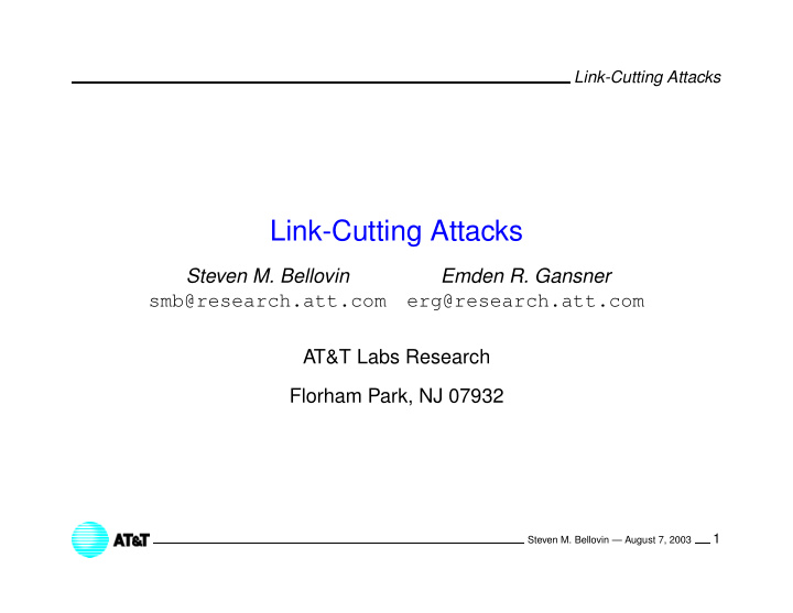 link cutting attacks