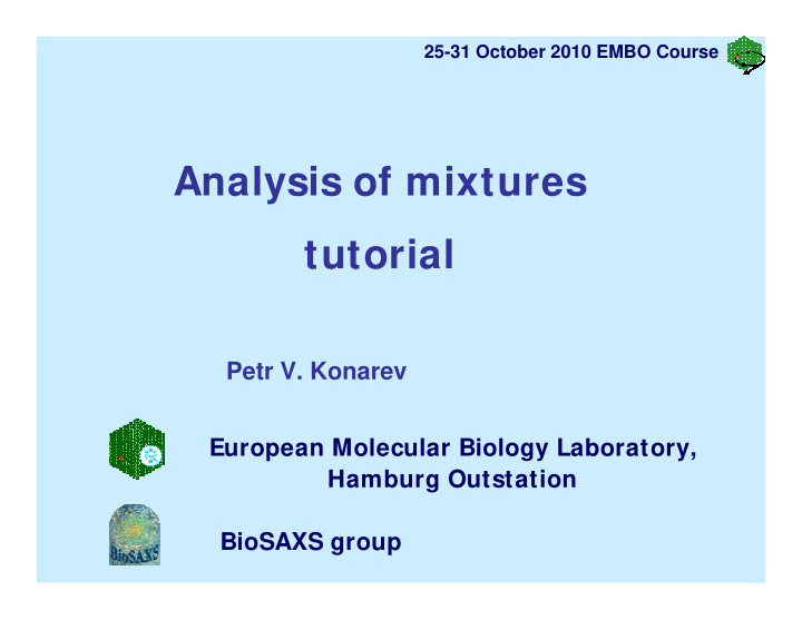 analysis of mixtures tutorial