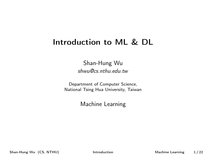introduction to ml dl