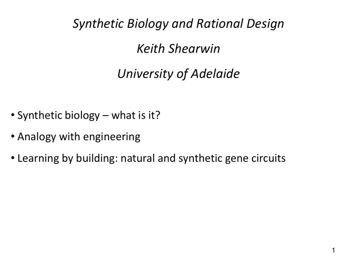 synthetic biology and rational design keith shearwin