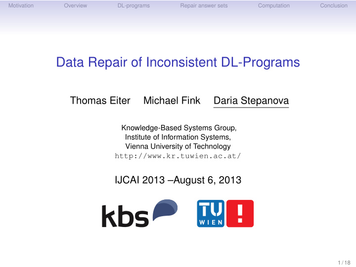 data repair of inconsistent dl programs