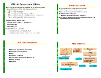 JSR-166: Concurrency Utilities  Present and Future  The java.util.concurrent package aims to do for
