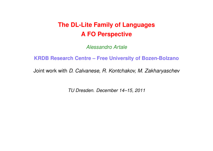 the dl lite family of languages a fo perspective