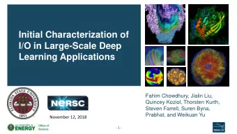 Initial Characterization of  I/O in Large-Scale Deep  Learning Applications  Fahim Chowdhury,