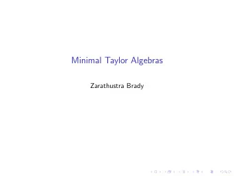 Minimal Taylor Algebras  Zarathustra Brady  Taylor algebras  Definition A is called a set if all