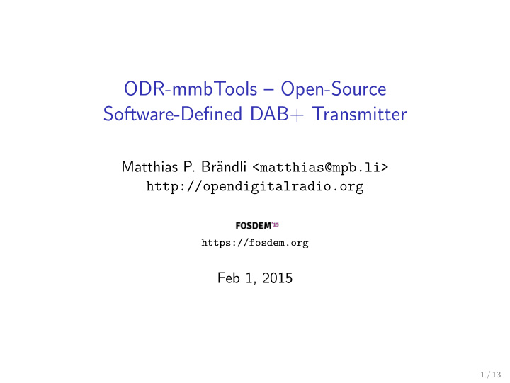 odr mmbtools open source software defined dab transmitter