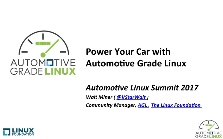 power your car with automo0ve grade linux