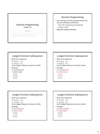 Dynamic Programming  Has nothing to do with programming in the  way we normally use that term