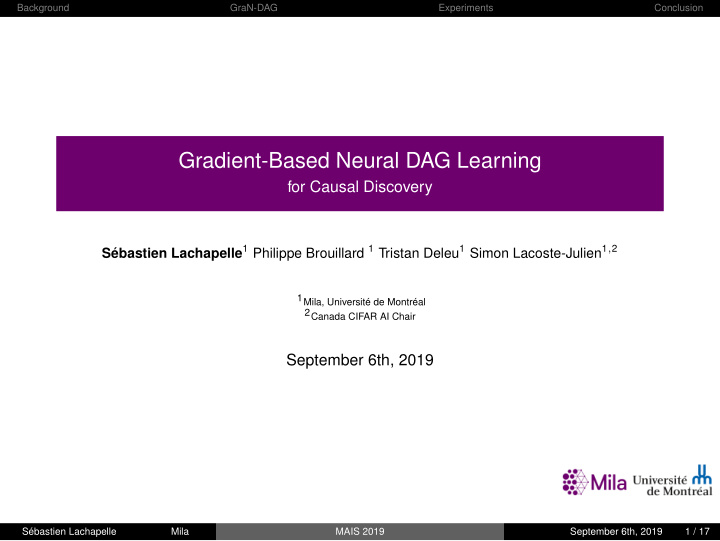 gradient based neural dag learning