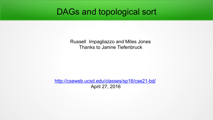 dags and topological sort