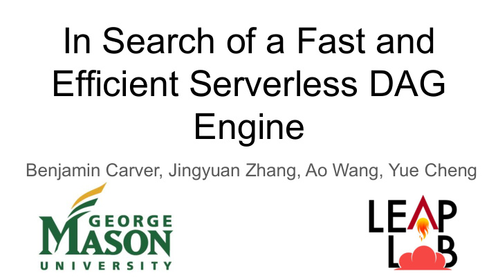 in search of a fast and efficient serverless dag engine