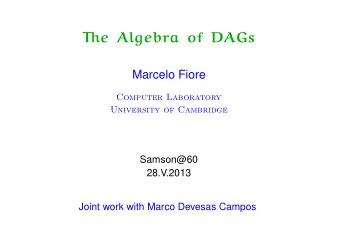 The Algebra of DAGs  Marcelo Fiore  Computer Laboratory  University of Cambridge  Samson@60