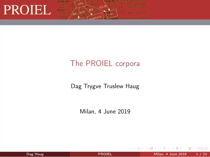 the proiel corpora