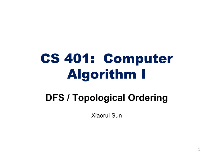 cs 401 computer algorithm i