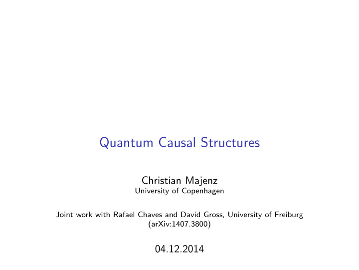 quantum causal structures