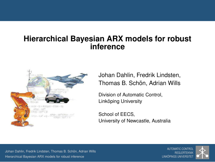 hierarchical bayesian arx models for robust inference
