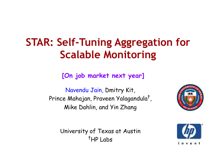 star self tuning aggregation for scalable monitoring