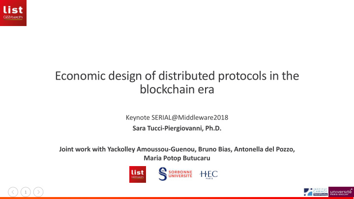 economic design of distributed protocols in the