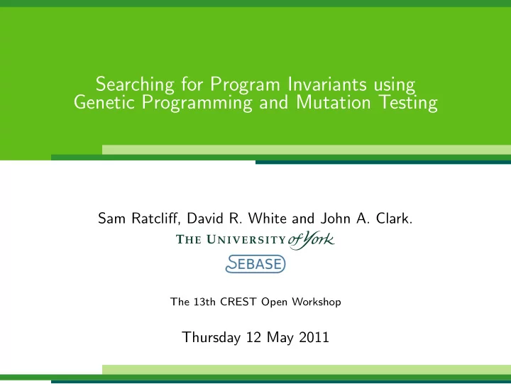 searching for program invariants using genetic