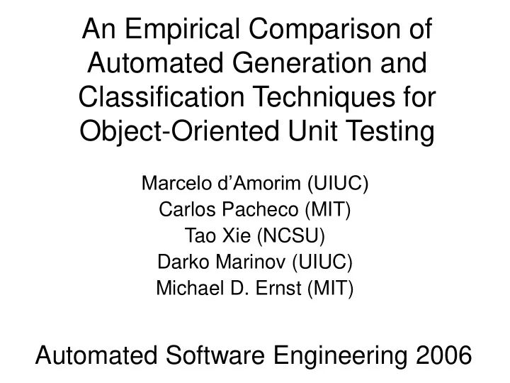 an empirical comparison of automated generation and