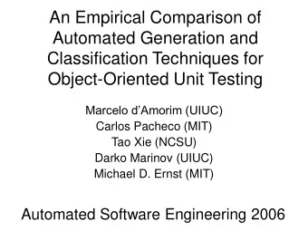 An Empirical Comparison of  Automated Generation and  Classification Techniques for