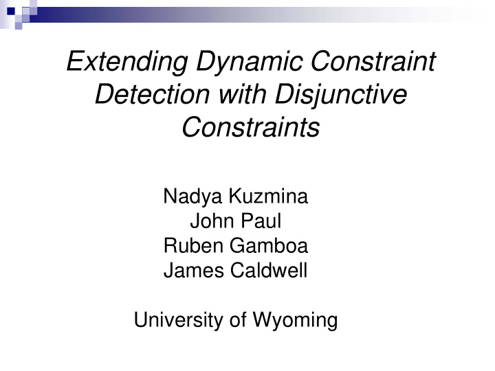 extending dynamic constraint detection with disjunctive