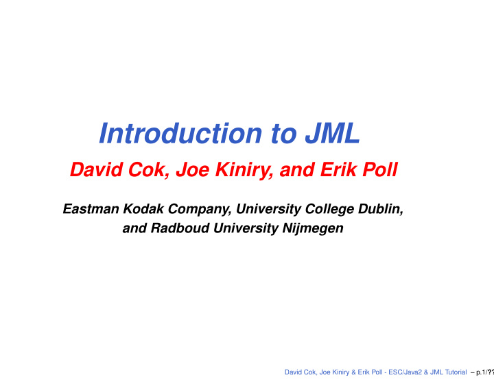 introduction to jml