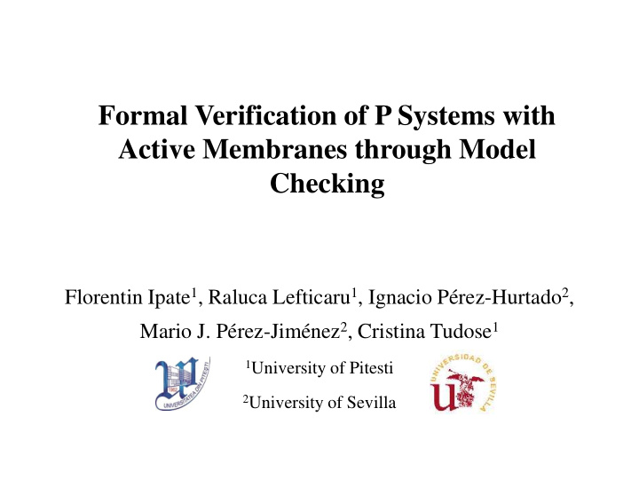 formal verification of p systems with active membranes
