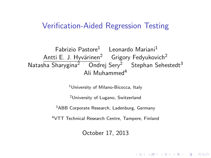 verification aided regression testing