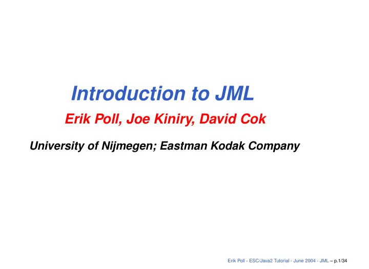 introduction to jml