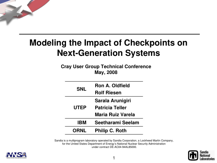 modeling the impact of checkpoints on next generation
