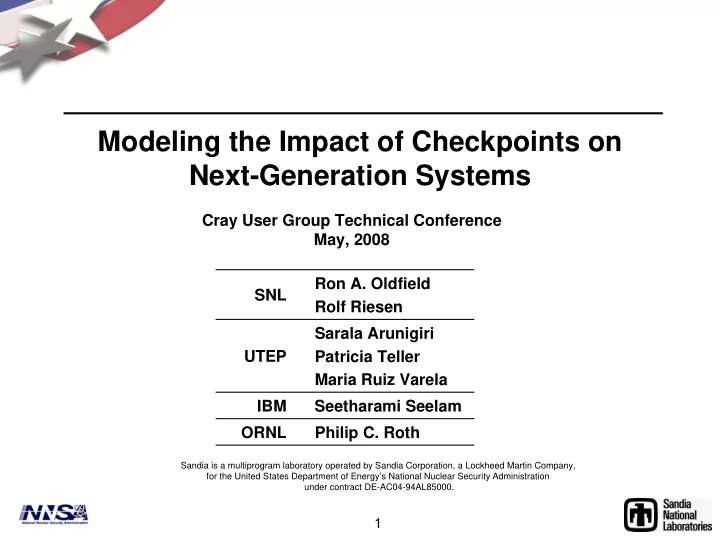 modeling the impact of checkpoints on next generation