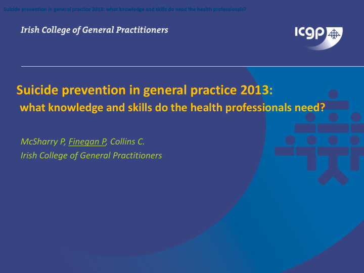 suicide prevention in general practice 2013