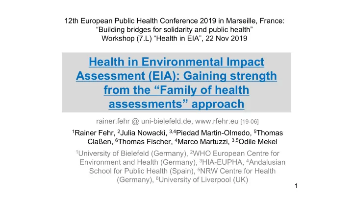 health in environmental impact assessment eia gaining