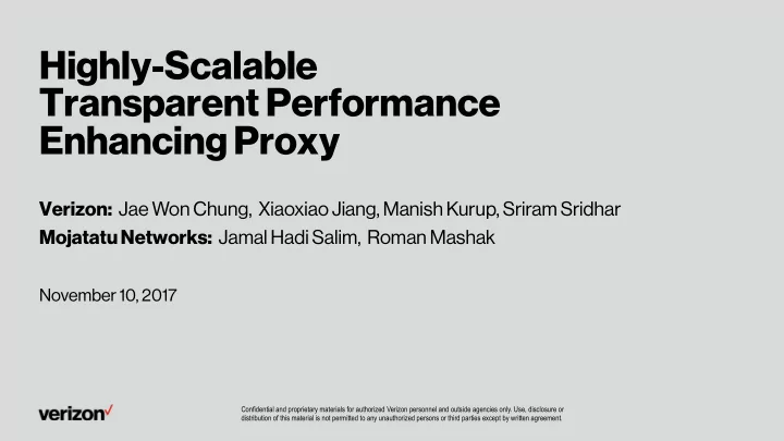 highly scalable transparent performance enhancing proxy