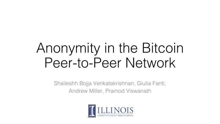 anonymity in the bitcoin peer to peer network