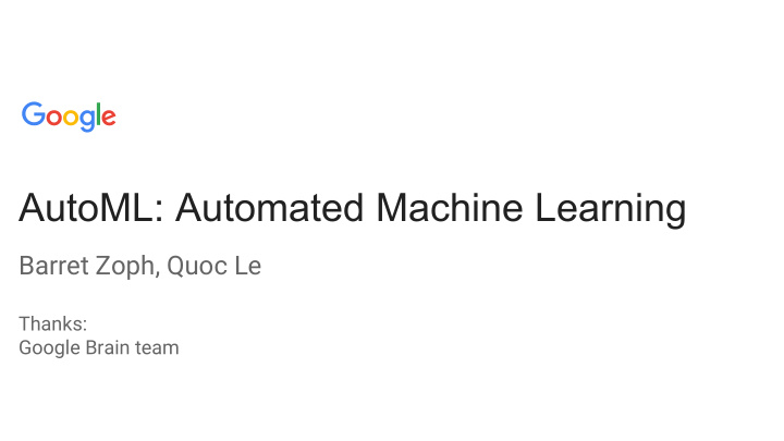 automl automated machine learning