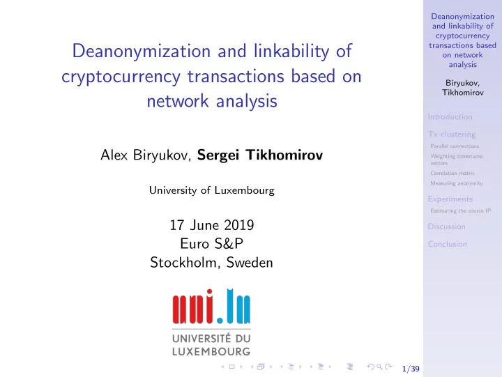 deanonymization and linkability of