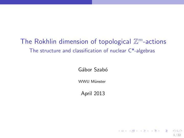 the rokhlin dimension of topological z m actions