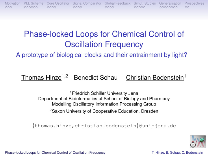phase locked loops for chemical control of oscillation