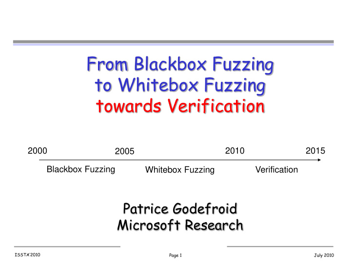 2000 2010 2015 2005 blackbox fuzzing verification
