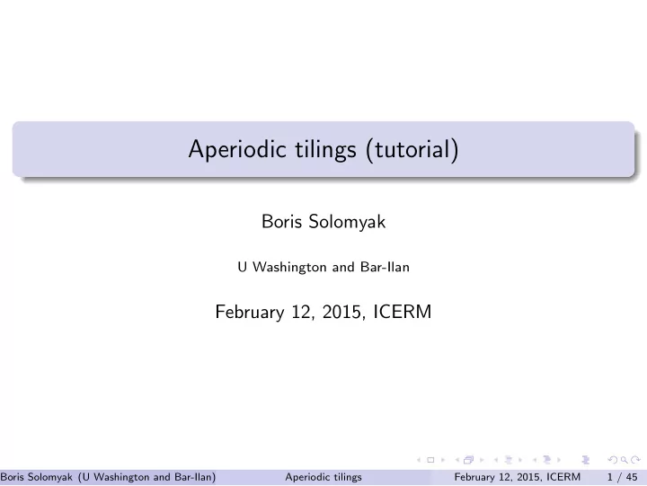 aperiodic tilings tutorial