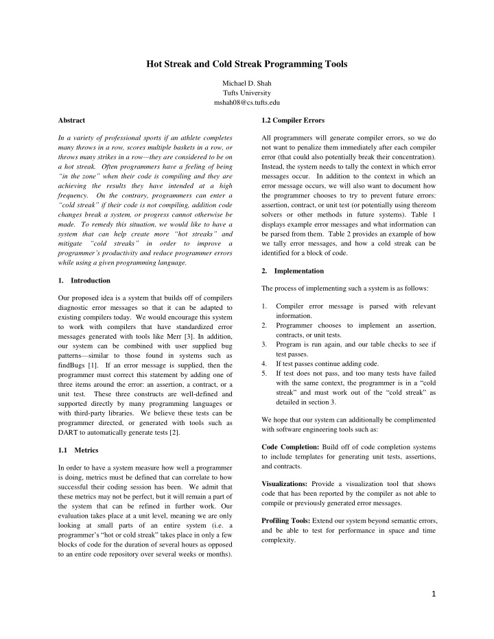 hot streak and cold streak programming tools