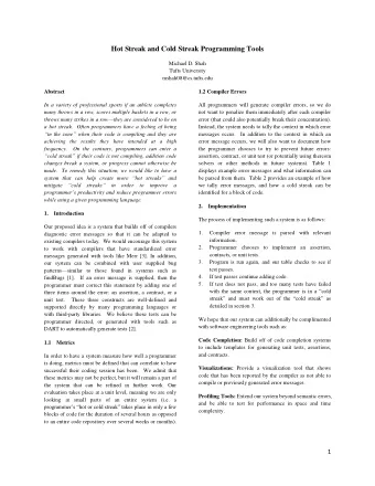 Hot Streak and Cold Streak Programming Tools  Michael D. Shah  Tufts University