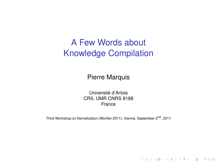 a few words about knowledge compilation