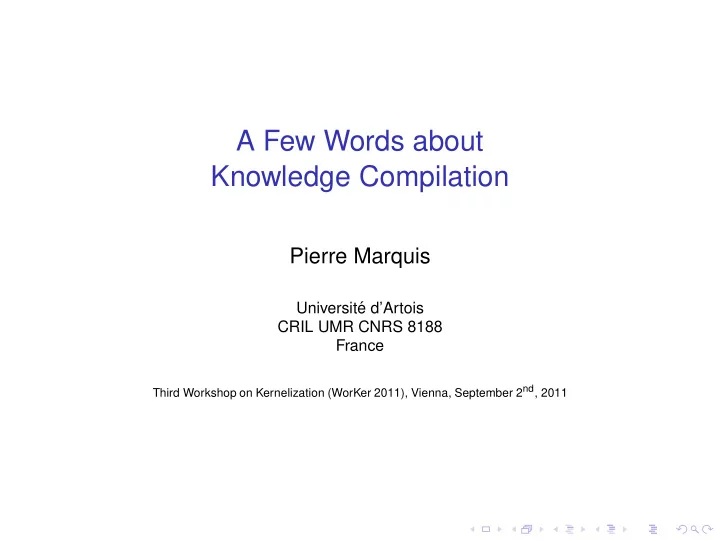 a few words about knowledge compilation