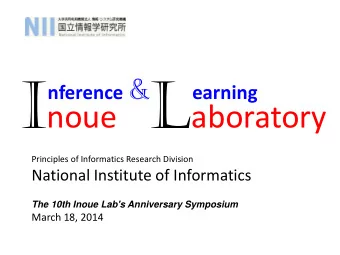 Statistics  Past 10 Years  Katsumi Inoue The 10th Inoue Lab's Anniversary Symposium March 18,
