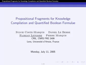 Propositional Fragments for Knowledge  Compilation and Quantified Boolean Formulae  Sylvie